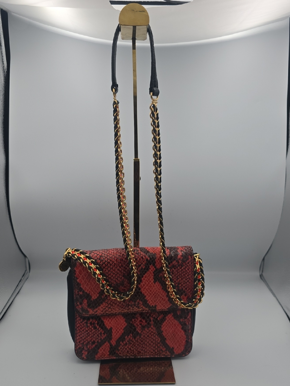 Stella McCartney Red Python W/ Gold Chain Small/Med Crossbody (EUC)(COA)✨️❤️✨️